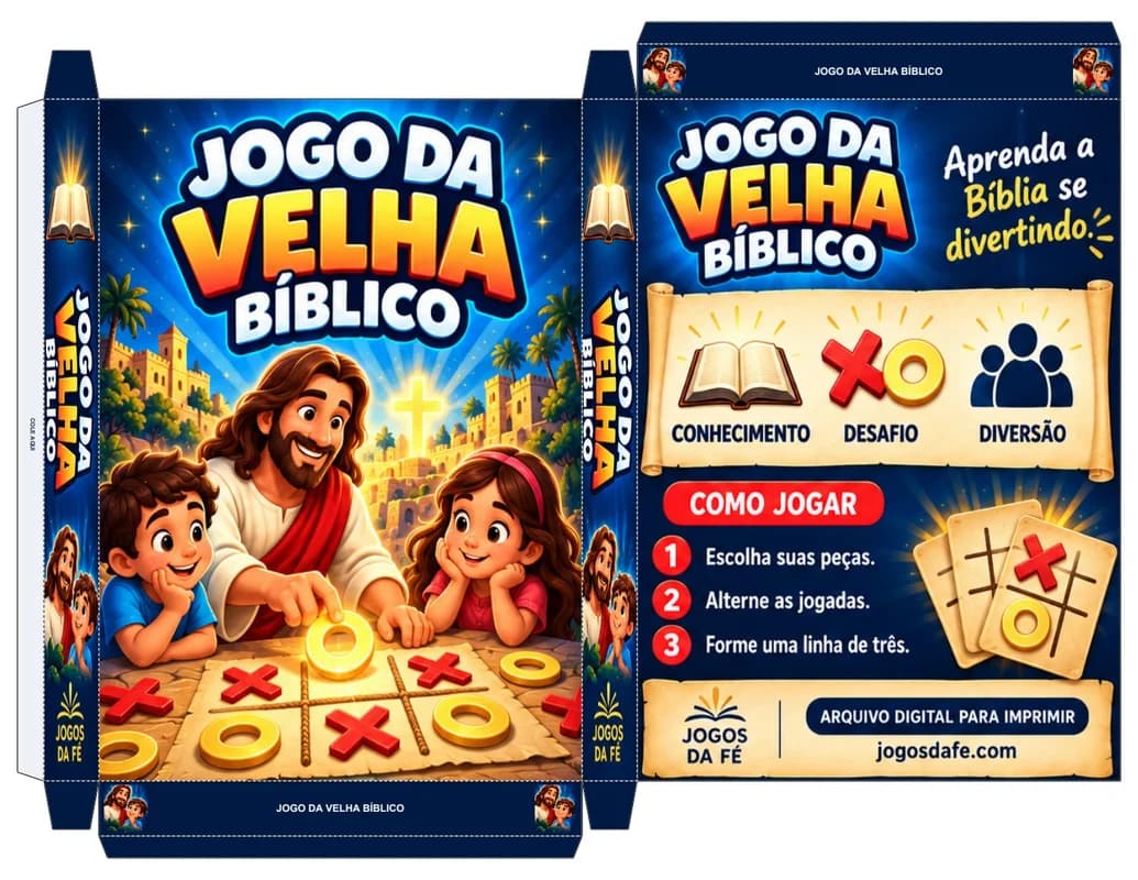 Molde da caixa JOGO DA VELHA BÍBLICO