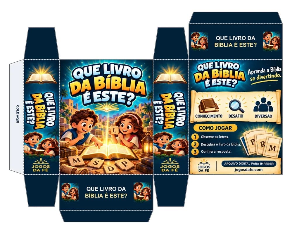 Molde da caixa QUE LIVRO DA BÍBLIA É ESTE?