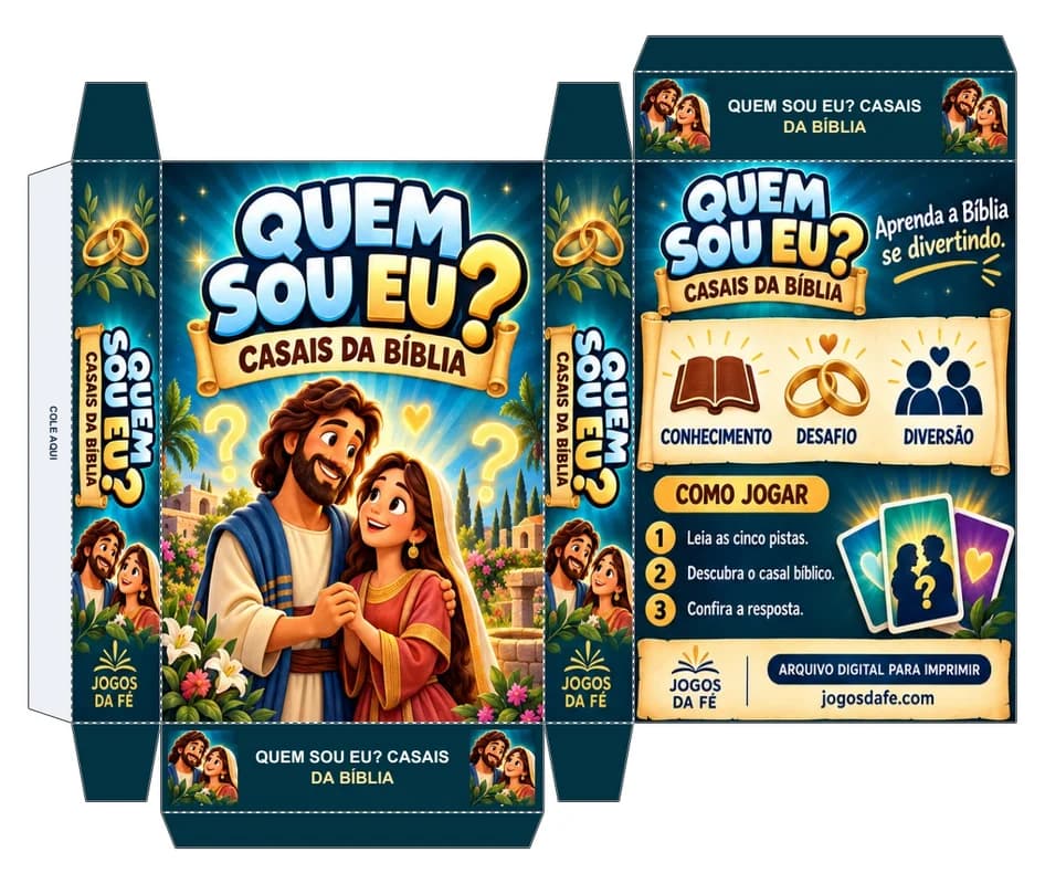 Molde da caixa QUEM SOU EU? CASAIS DA BÍBLIA