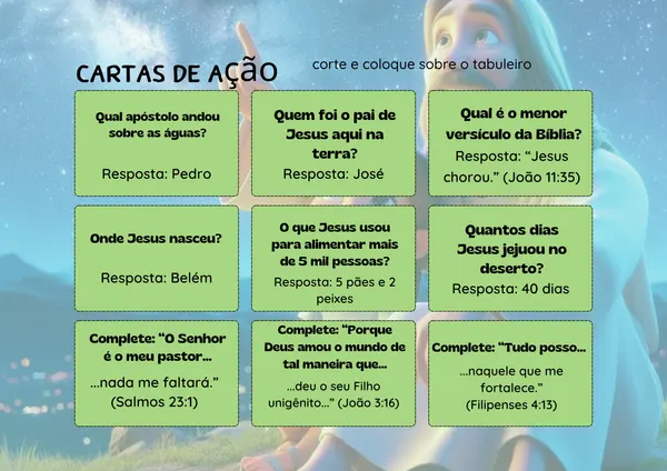 Cartas de ação do Siga a Cristo